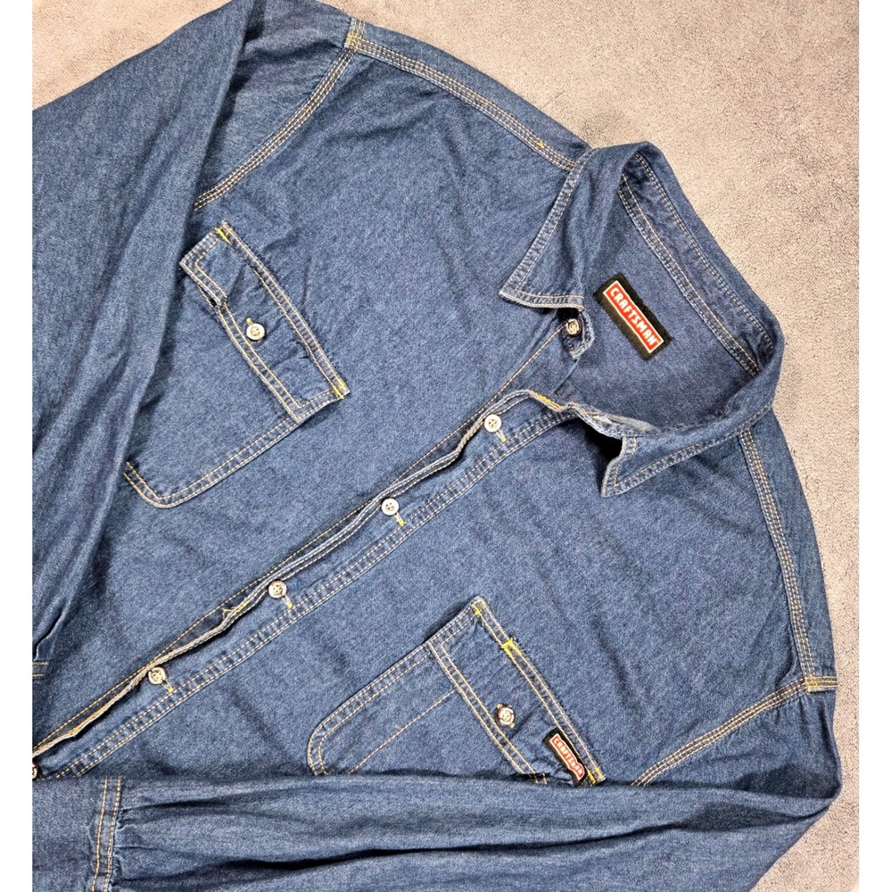 Craftsman Denim Work Shirt Mens XL Blue Excellent Long Sleeve Button Down Cotton